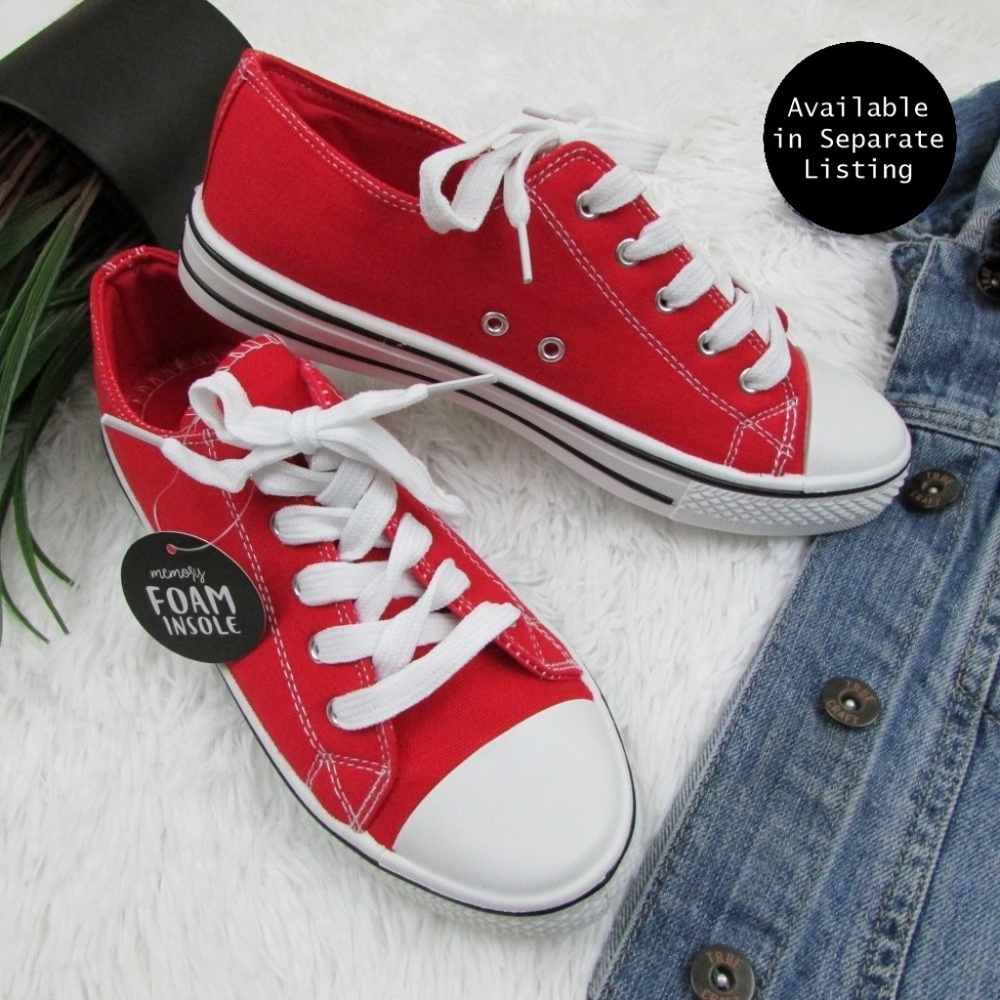 Streetwear Society Red Plaid Canvas Sneakers - Picture 8 of 8
